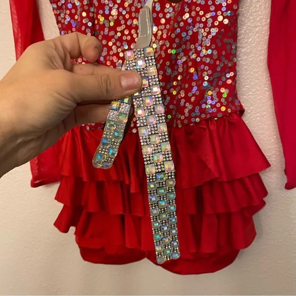 WEISSMAN Dance red sequin rhinestone Costume tutu This Is Me 12205 Child LC